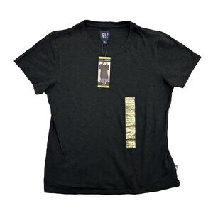 Gap Women's Short Sleeve Slub Tee Size M True Black Crew Neck T-Shirt NWT $39.95